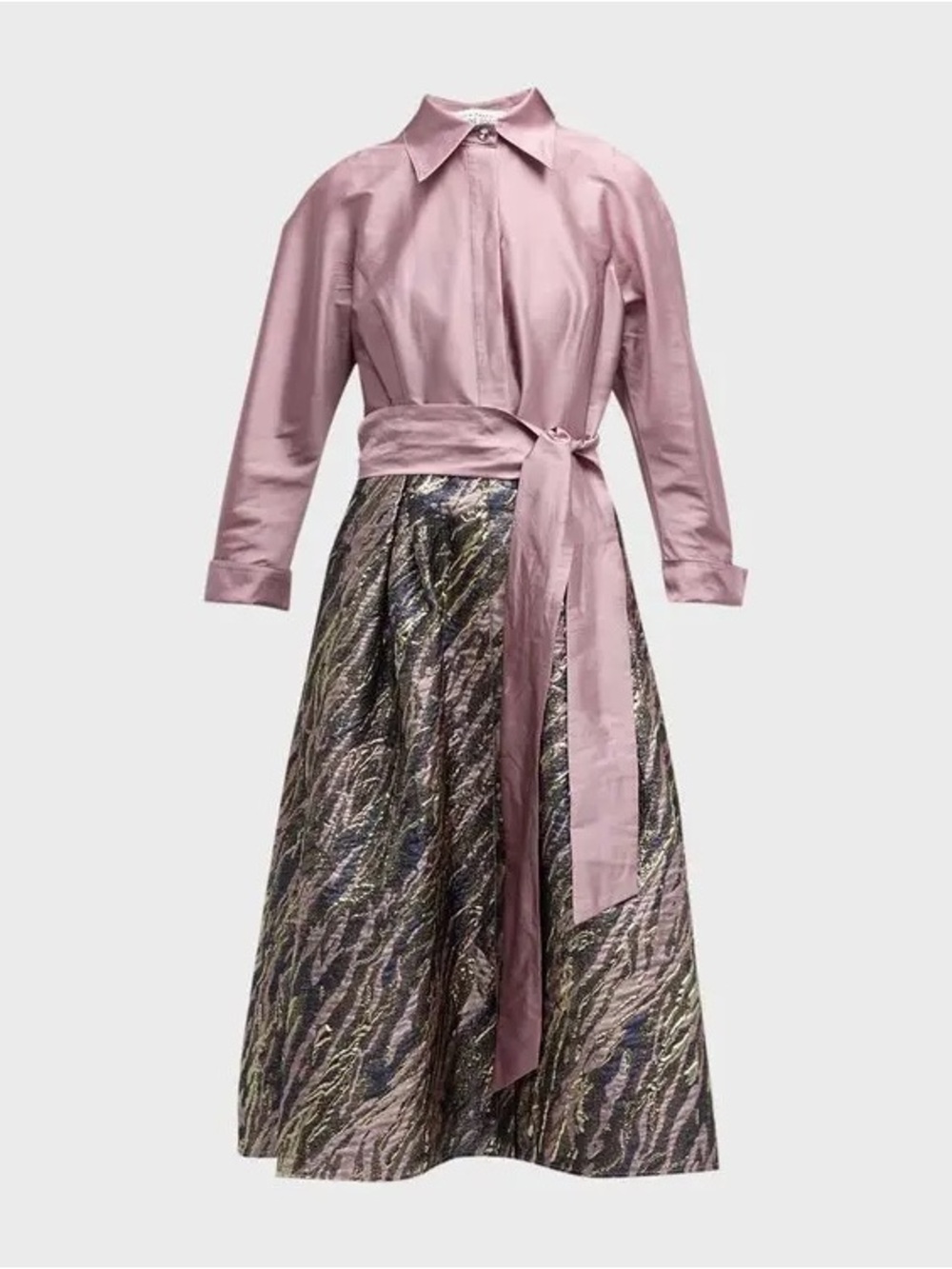 $780 Rickie Freeman Teri Jon Pink Shirt Dress with Metallic & Taffeta 16 L xl
